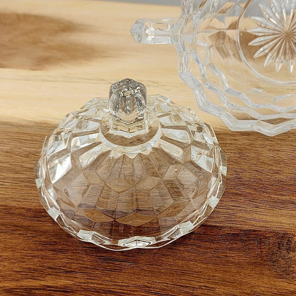 Colony Whitehall Clear Covered Sugar Bowl cube cubist glass midcentury vintage - Picture 12 of 16